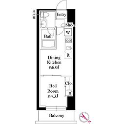 グランパセオ銀座築地 10階1DKの間取り