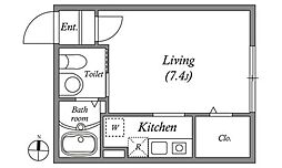 MODULOR久が原 2階ワンルームの間取り