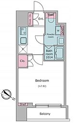 ラクラス日本橋浜町 5階1Kの間取り