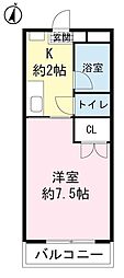 アジュール本郷 1Kの間取図画像