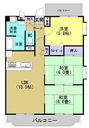 サンパティーク・ミナミ 3LDKの間取図画像