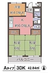 グリーンハイツ正雀 3DKの間取図画像
