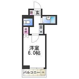 クリアサカイ3 1Kの間取図画像
