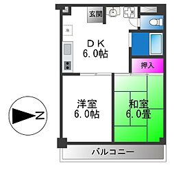 スカイハイツ 2DKの間取図画像