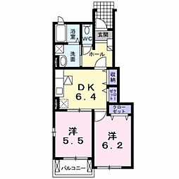 カーサベルデ 2DKの間取図画像