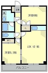 メイヒルズ 2階2LDKの間取り