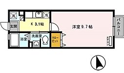 阪神本線 姫島駅 徒歩9分の賃貸アパート 2階1Kの間取り