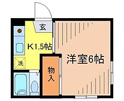 サンハウス 1階1Kの間取り