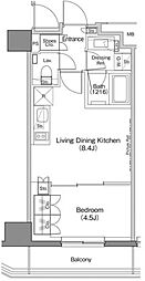 ザ・パークハビオ神楽坂香月 3階1LDKの間取り