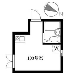 ドルチェ十条 1階ワンルームの間取り