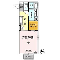 シクルアヴェニュー 1階1Kの間取り