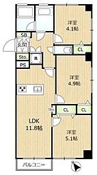 エクセレス池袋 7階3LDKの間取り