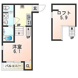 JR東西線 御幣島駅 徒歩5分の賃貸アパート 1階1Kの間取り