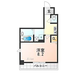 アティ今出川 5階1Kの間取り