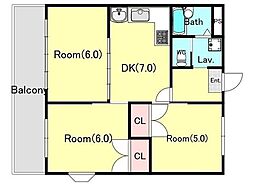 サン・ロイヤル 3DKの間取図画像