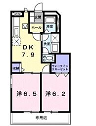 リバーサイド・ホソノB 2DKの間取図画像