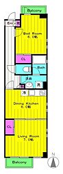 調布ふじ村ビル 1LDKの間取図画像