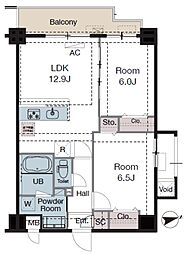 ラグゼナ東陽町 6階2LDKの間取り