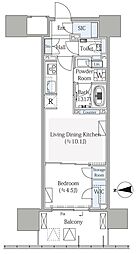 グランシテイタワー月島 1LDKの間取図画像