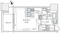 麻布台ヒルズレジデンスB 1Kの間取図画像