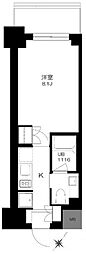 プライマル勝どき 1Kの間取図画像