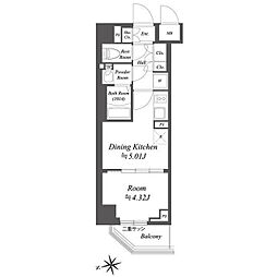 ブランシエスタ荻窪 6階1DKの間取り