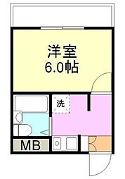 ブランニュー本厚木No.3 ワンルームの間取図画像