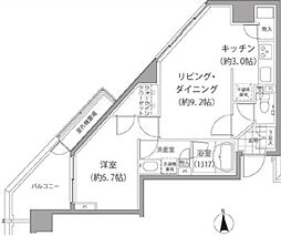 エーデル練馬 2階1LDKの間取り