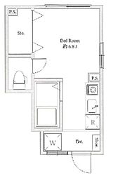 平和ハイツ中野 ワンルームの間取図画像