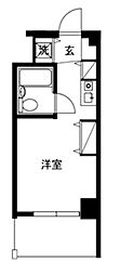 コスモハイム元住吉 5階ワンルームの間取り