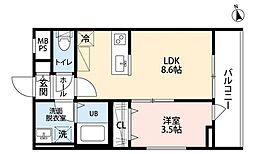 リーブルファイン浦和瀬ケ崎 1LDKの間取図画像