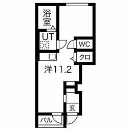 セレーノＩＩ 1階ワンルームの間取り