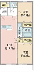 エルメゾン学園東 2LDKの間取図画像