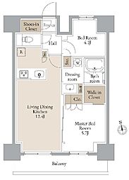 JMFレジデンス浅草橋三丁目 11階2LDKの間取り