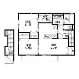 アムール京都梅小路 2階2LDKの間取り