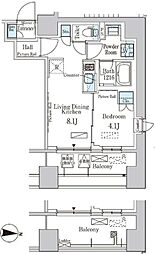 パークアクシス神楽坂・早稲田通り 1LDKの間取図画像