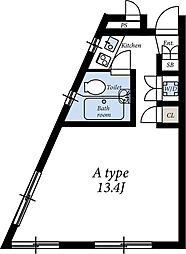 駒鳥アパートメント ワンルームの間取図画像