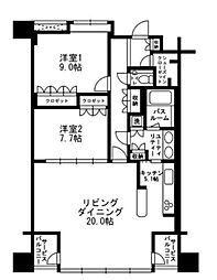 アーバンパーク代官山II 4階2LDKの間取り