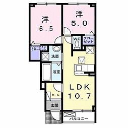 メゾン　ブランシェ 1階2LDKの間取り