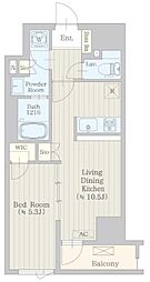 カームテラス神泉 8階1LDKの間取り
