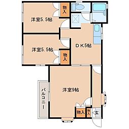 メゾンドマーガレット 3DKの間取図画像