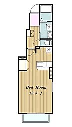 グリーンヒルズ大澤Ｃ 1階ワンルームの間取り