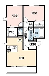 カンブリアガーデン 2LDKの間取図画像