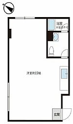 小金原第5コーポラス 1階ワンルームの間取り