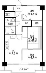 センチュリー浦和 2階3DKの間取り
