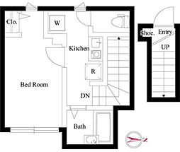 リブタス中野江原町 2階1Kの間取り