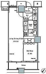 ザ・東京タワーズミッドタワー 9階1LDKの間取り