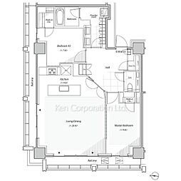 リビオレジデンス西麻布 2LDKの間取図画像