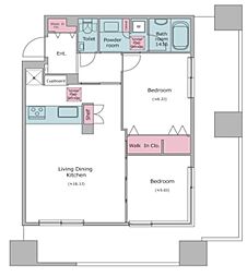 麹町プレイス 11階2LDKの間取り