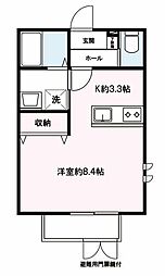 ハイブリッチ(愛甲4)0 ワンルームの間取図画像